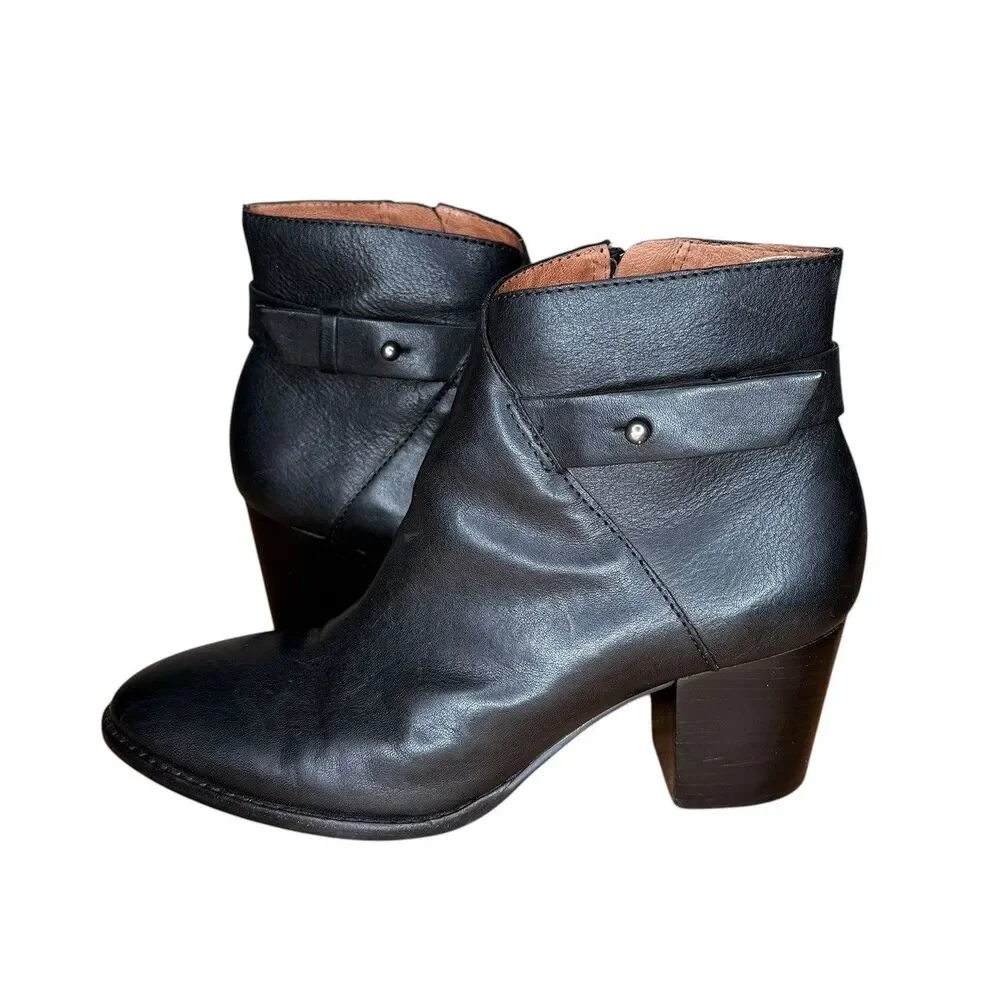 Madewell Women’s Leather Booties Size 7.5 Kelci Heeled Ankle Boots Black Leather